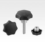 Star grips, plastic, metal detectable with protruding steel bush
