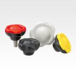 Five lobe grips, plastic with cap, threaded inserts steel or stainless steel