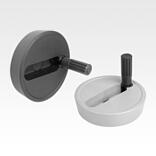 Disc handwheels, aluminium with fold-down cylindrical grip