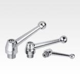 Clamping levers, electropolished stainless steel, with internal thread, threaded insert stainless steel