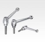 Clamping levers, electropolished stainless steel, with external thread, threaded insert stainless steel