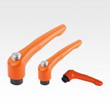 Clamping levers, die-cast zinc with internal thread and protective cap, threaded insert black oxidised steel