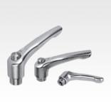 Clamping levers, stainless steel with internal thread and protective cap, threaded insert stainless steel