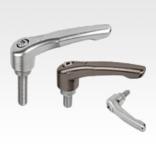 Clamping levers, electropolished or abrasive blasted stainless steel, with external thread, threaded insert stainless steel
