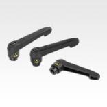 Clamping levers, plastic, antistatic with internal thread, threaded insert black oxidised steel