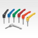 Clamping levers, plastic, with external thread and zinc toothed ring, thread insert stainless steel