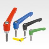 Clamping levers, plastic with external thread and zinc toothed ring, threaded insert stainless steel, inch