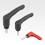 Clamping levers ECO, plastic with external thread, threaded insert blue passivated steel