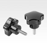 Five lobe grip, plastic (thermoset) with external thread, threaded insert steel or stainless steel