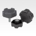 Five lobe grips, plastic, threaded insert brass or steel