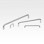 Pull handles, stainless steel 1.4404, polished or abrasive blasted round profile, mounted from the rear