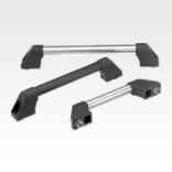 Tubular handles, aluminium with plastic grip legs, slanted both sides