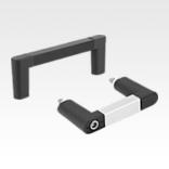 Pull handles, aluminium with plastic grip legs and caps, mounted from front