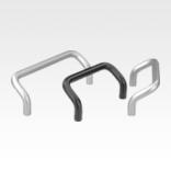 Pull handles, anodised aluminium, rounded angled, round profile Ø10, mounted from the rear