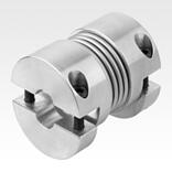 Metal bellows couplings with removeable clamp hubs