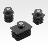 Adjustment plugs, plastic with non-slip inserts for round and square tubes