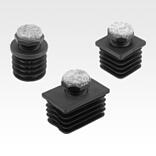 Adjustment plugs, plastic with felt glide surface for round and square tubes