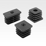 Plugs with tapped hole, plastic for square tubes