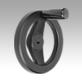 2-spoke handwheels, powder coated aluminium, with revolving cylindrical grip