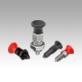Indexing plungers, steel or stainless steel with plastic mushroom grip