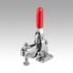 Toggle clamps vertical with flat foot and adjustable clamping spindle