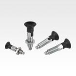 Indexing plungers ECO, steel or stainless steel, with plastic mushroom grip