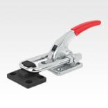 Horizontal latch clamps, steel or stainless steel, heavy-duty version with catch plate and red plastic grip