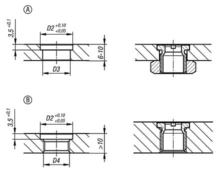 Locating bushes stainless steel, for locating cylinder, pneumatic 