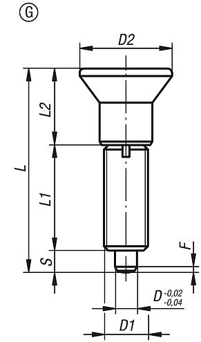 Indexing plungers, steel or stainless steel, without collar, with plastic mushroom grip and extended indexing pin, no locknut - inch