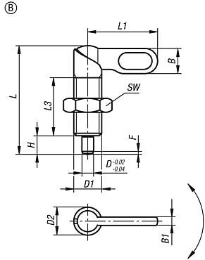 Indexing plungers with grip, stainless steel, Form B - inch