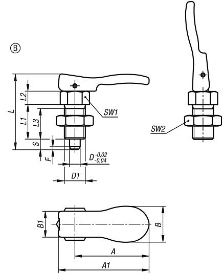 Indexing plungers, steel with plastic cam lever and locknut - inch