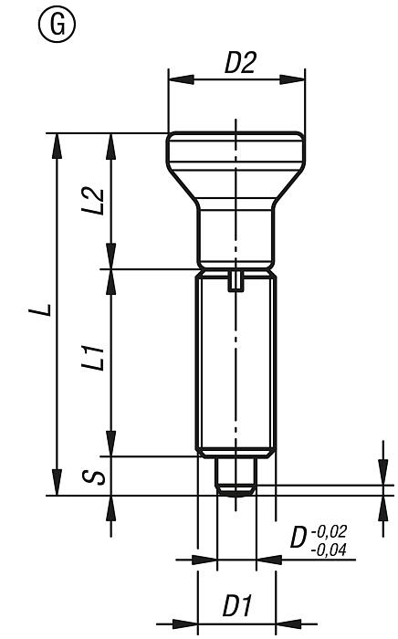 Indexing plungers, stainless steel, without collar, with stainless steel mushroom grip, no locknut