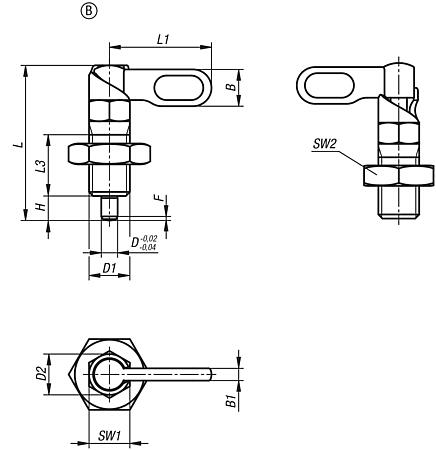 Cam action indexing plunger, stainless steel, with stop, Form B