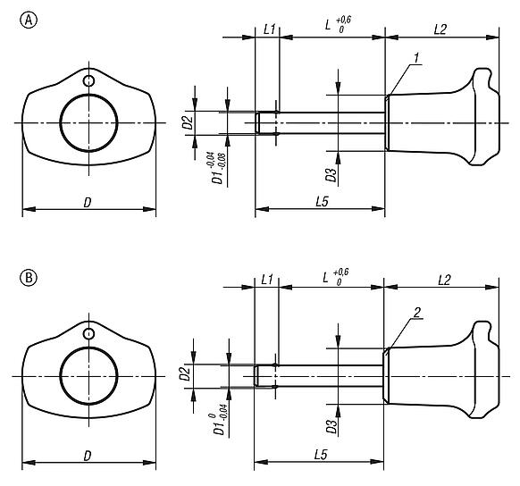Ball lock pins with plastic grip