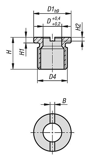 Locating bushes stainless steel, for locating cylinder, pneumatic 