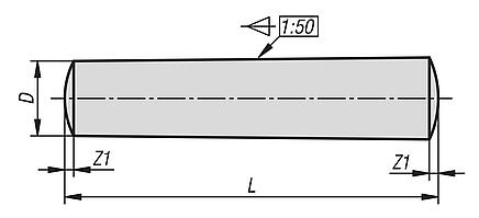 Tapered pins ISO 2339, steel or stainless steel Form B