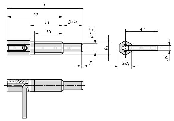 Indexing plungers, steel with draw hook