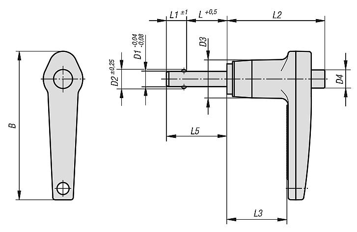 Ball lock pins with aluminium L-grip