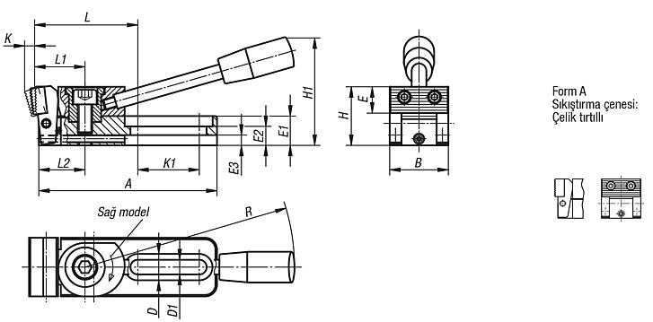 Aşağı çekişli bağlama elemanı, Form A