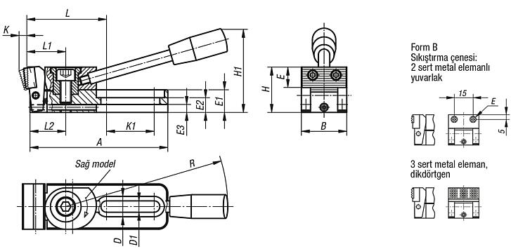 Aşağı çekişli bağlama elemanı, Form B