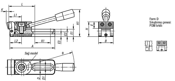 Aşağı çekişli bağlama elemanı, Form D