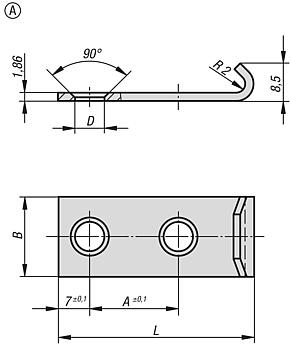 Catch plates Form A for DIN 3133 latches