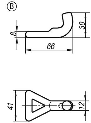 Catch plate Form B, for adjustable latch, heavy-duty version