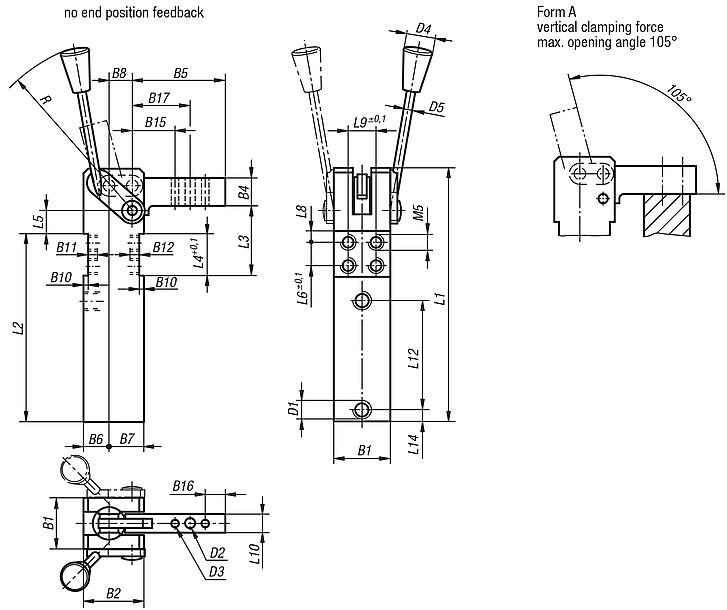 Mini clamps manual operated, without end position feedback