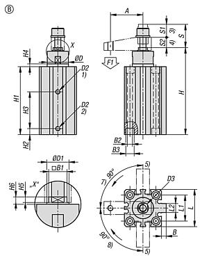Swing clamp pneumatic block body