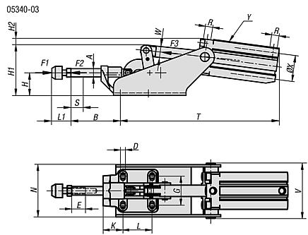 Pneumatic clamps push-rod 