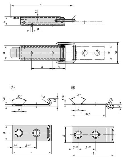 Latch stainless steel DIN 3133
