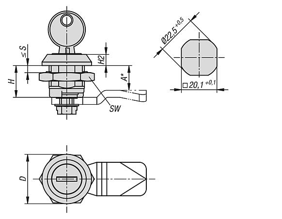Quarter-turn lock zinc, lockable