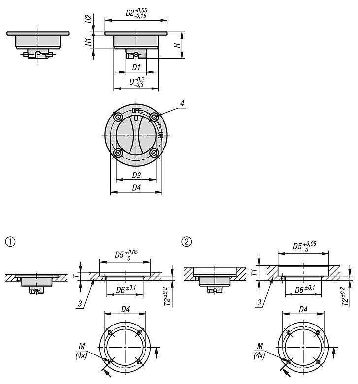 Quarter-turn clamp lock with recessed grip