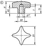 Palm grips similar to DIN 6335, stainless steel, Form C, blind hole - inch